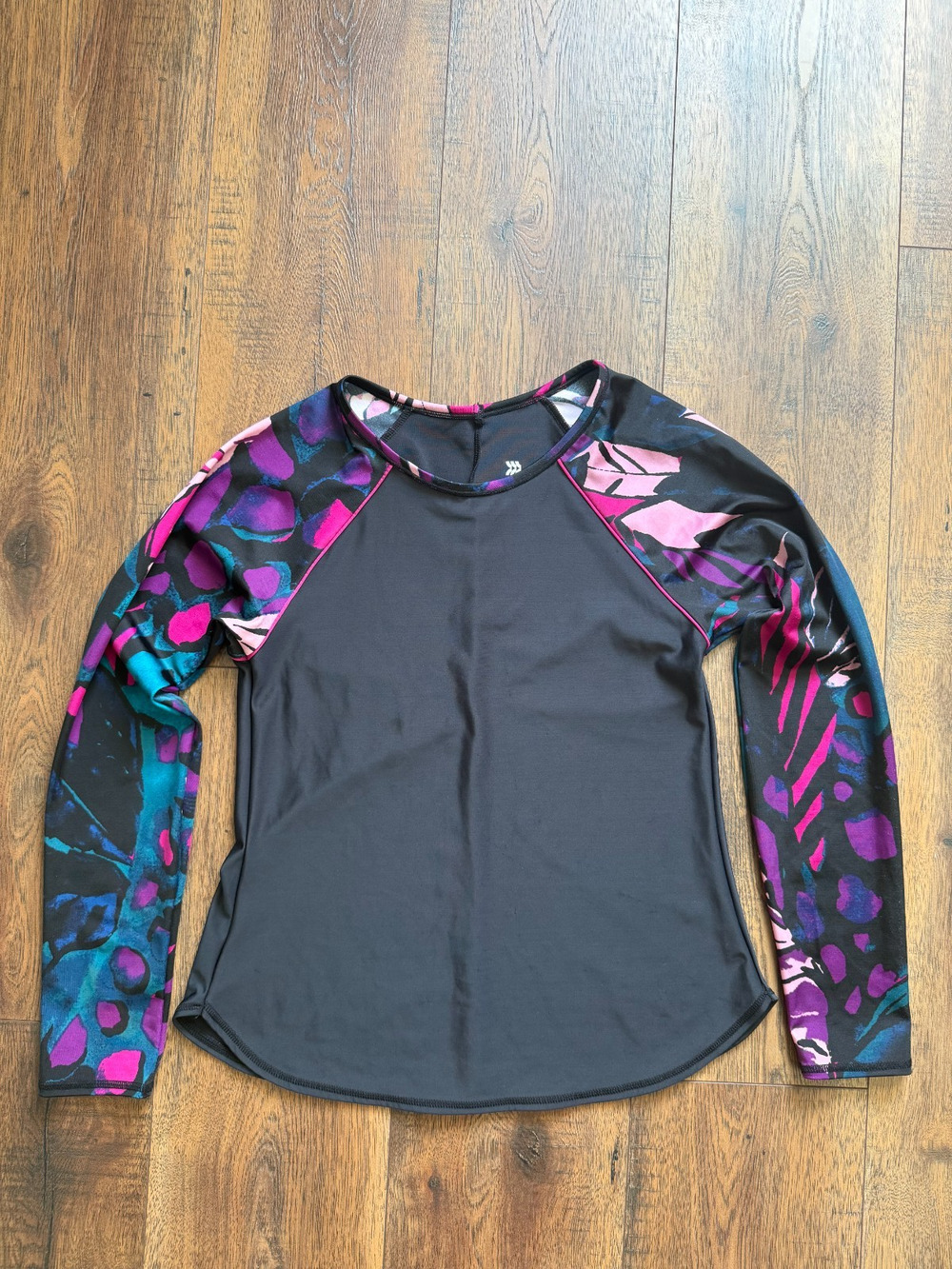 Activewear All in Motion Black Abstract Print Long Sleeve Workout Gym Top M